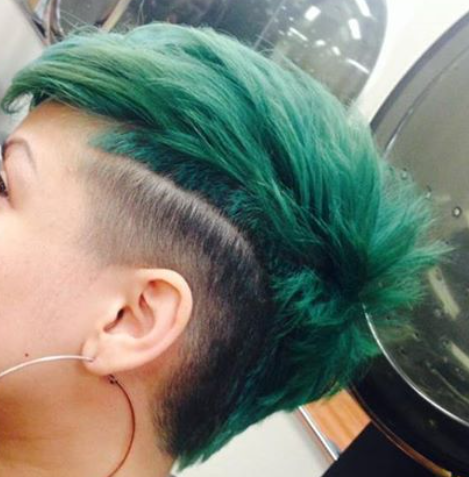 Green hair undercut Blank Meme Template