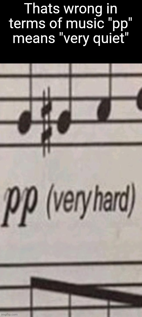Thats wrong in terms of music "pp" means "very quiet" | made w/ Imgflip meme maker