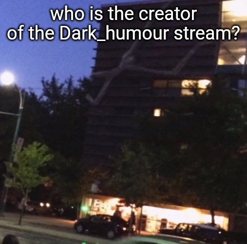 GET THE FUCK DOWN FROM THERE | who is the creator of the Dark_humour stream? | image tagged in get the fuck down from there | made w/ Imgflip meme maker