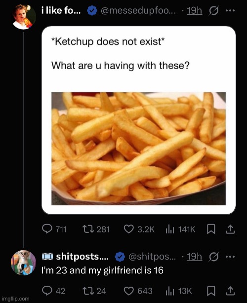 image tagged in ketchup,fries,twitter | made w/ Imgflip meme maker