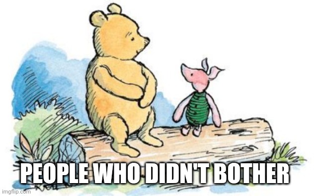 winnie the pooh and piglet | PEOPLE WHO DIDN'T BOTHER | image tagged in winnie the pooh and piglet | made w/ Imgflip meme maker