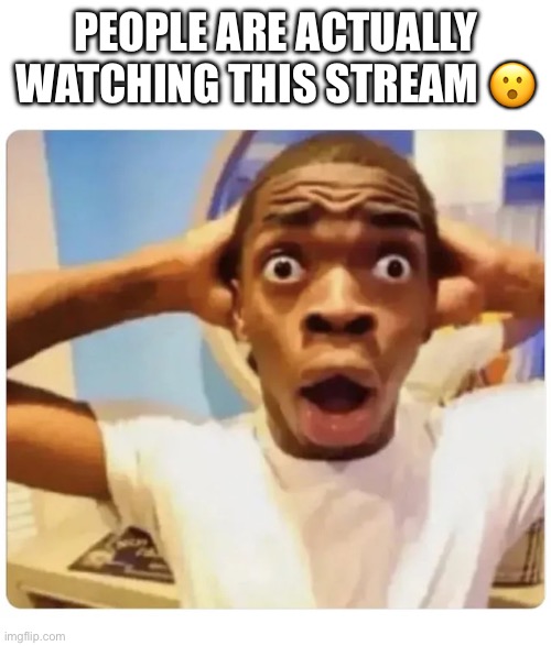 H | PEOPLE ARE ACTUALLY WATCHING THIS STREAM 😮 | image tagged in black guy suprised | made w/ Imgflip meme maker