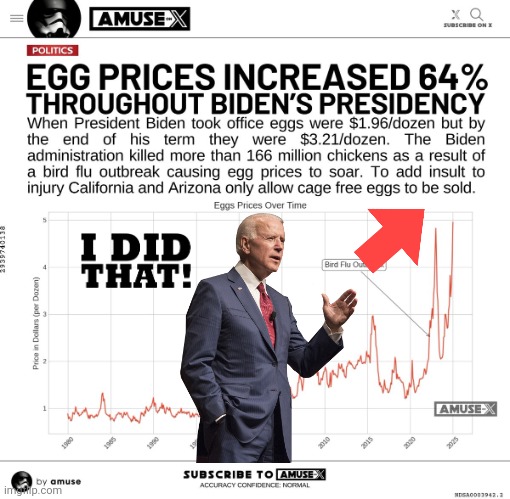 Biden responsible for egg prices | image tagged in joe biden,inflation,eggs | made w/ Imgflip meme maker