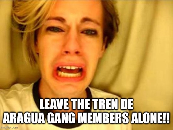 Leave Britney Alone | LEAVE THE TREN DE ARAGUA GANG MEMBERS ALONE!! | image tagged in leave britney alone | made w/ Imgflip meme maker