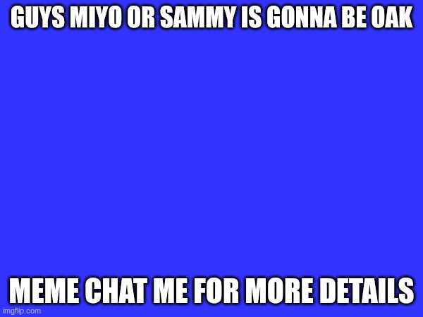 okay not oak lol | GUYS MIYO OR SAMMY IS GONNA BE OAK; MEME CHAT ME FOR MORE DETAILS | made w/ Imgflip meme maker