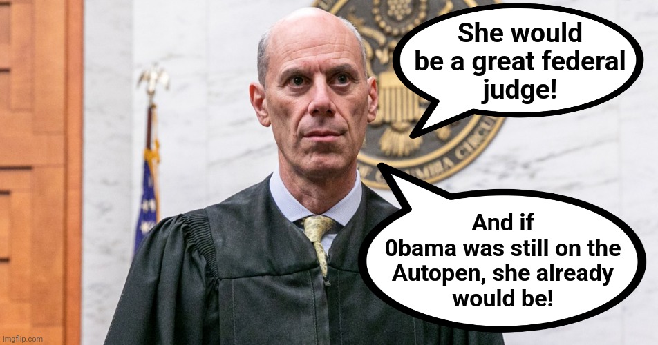 She would
be a great federal
judge! And if
0bama was still on the
Autopen, she already
would be! | made w/ Imgflip meme maker