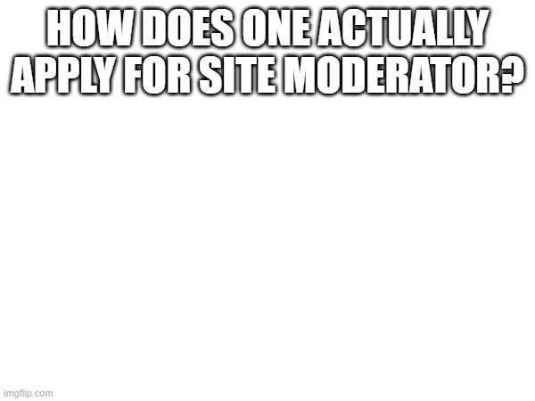 HOW DOES ONE ACTUALLY APPLY FOR SITE MODERATOR? | made w/ Imgflip meme maker