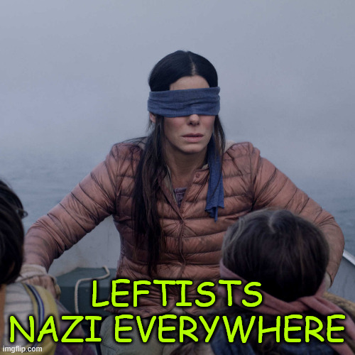 Bird Box Meme | LEFTISTS NAZI EVERYWHERE | image tagged in memes,bird box | made w/ Imgflip meme maker