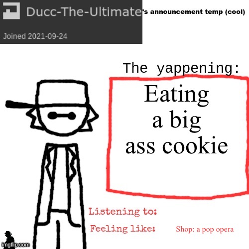 Jack Stauber | Eating a big ass cookie; Shop: a pop opera | image tagged in ducc-the-ultimate's announcement temp cool | made w/ Imgflip meme maker