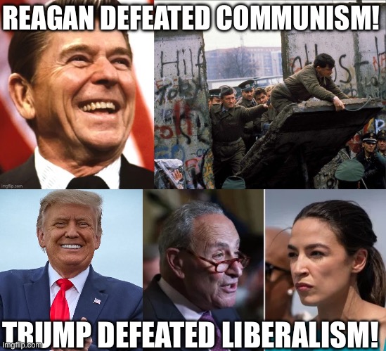 The horse is dead liberals, stop beating it! | REAGAN DEFEATED COMMUNISM! TRUMP DEFEATED LIBERALISM! | image tagged in communism,liberals,donald trump,ronald reagan | made w/ Imgflip meme maker