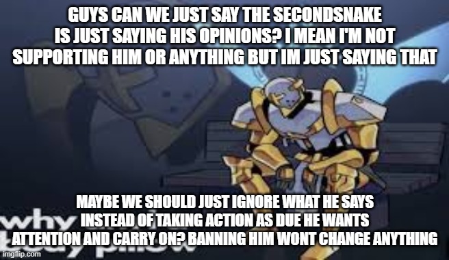 can we just stop the msmg drama? | GUYS CAN WE JUST SAY THE SECONDSNAKE IS JUST SAYING HIS OPINIONS? I MEAN I'M NOT SUPPORTING HIM OR ANYTHING BUT IM JUST SAYING THAT; MAYBE WE SHOULD JUST IGNORE WHAT HE SAYS INSTEAD OF TAKING ACTION AS DUE HE WANTS ATTENTION AND CARRY ON? BANNING HIM WONT CHANGE ANYTHING | image tagged in the scroll of truth | made w/ Imgflip meme maker