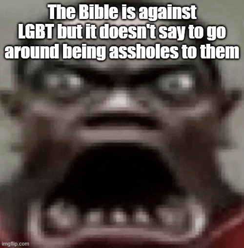 The Bible is against LGBT but it doesn't say to go around being assholes to them | made w/ Imgflip meme maker