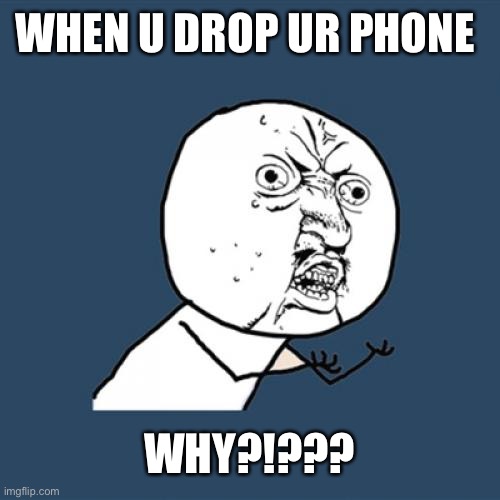 Y U No Meme | WHEN U DROP UR PHONE; WHY?!??? | image tagged in memes,y u no | made w/ Imgflip meme maker