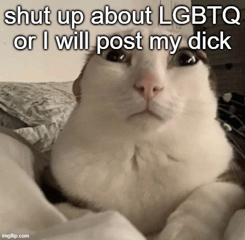 goober | shut up about LGBTQ or I will post my dick | image tagged in goober | made w/ Imgflip meme maker