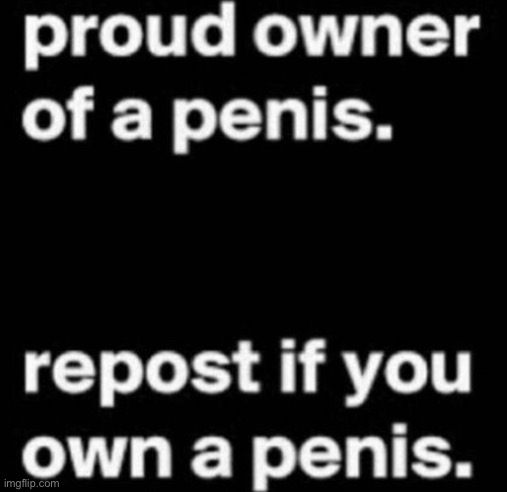 repost if you own a penis | image tagged in repost if you own a penis | made w/ Imgflip meme maker