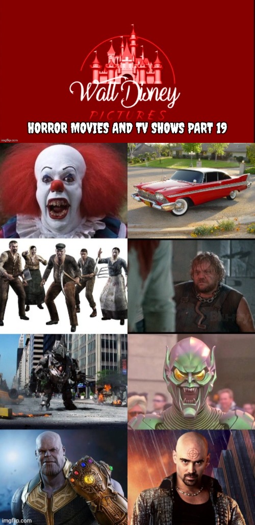 The Walt Disney Company Horror Movies and TV Shows Villains 19 Blank Meme Template