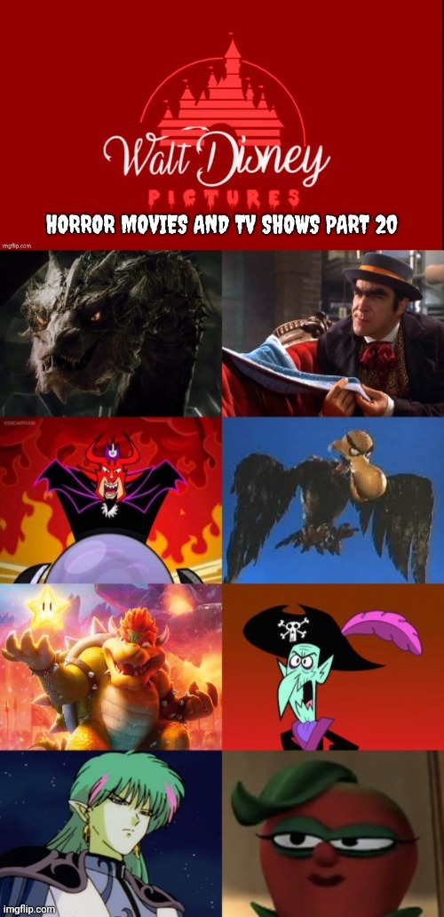 The Walt Disney Company Horror Movies and TV Shows Villains 20 Blank Meme Template