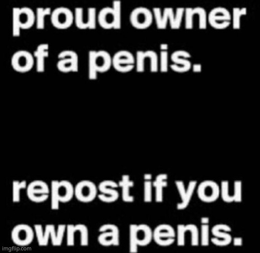 repost if you own a penis | image tagged in repost if you own a penis | made w/ Imgflip meme maker