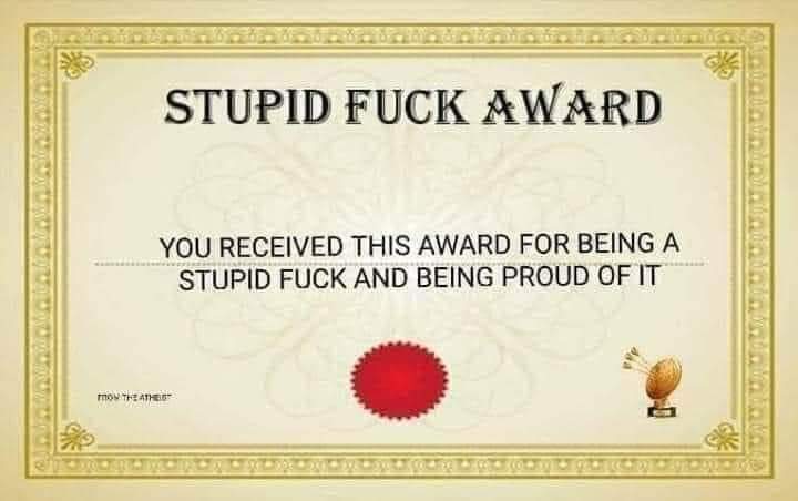 Stupid Fuck Award Blank Meme Template