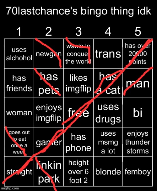frfr | image tagged in 70lastchance's bingo thing idk | made w/ Imgflip meme maker