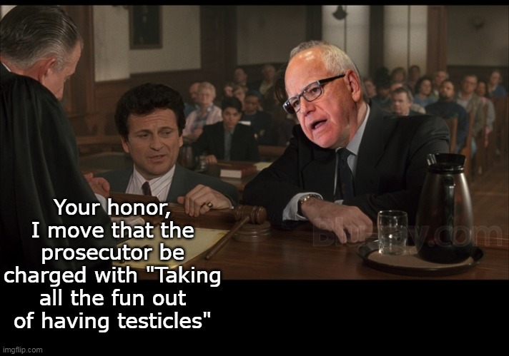 Fun with My Cousin | Your honor, I move that the prosecutor be charged with "Taking all the fun out of having testicles" | image tagged in cousin vinny walz fun testicles meme | made w/ Imgflip meme maker