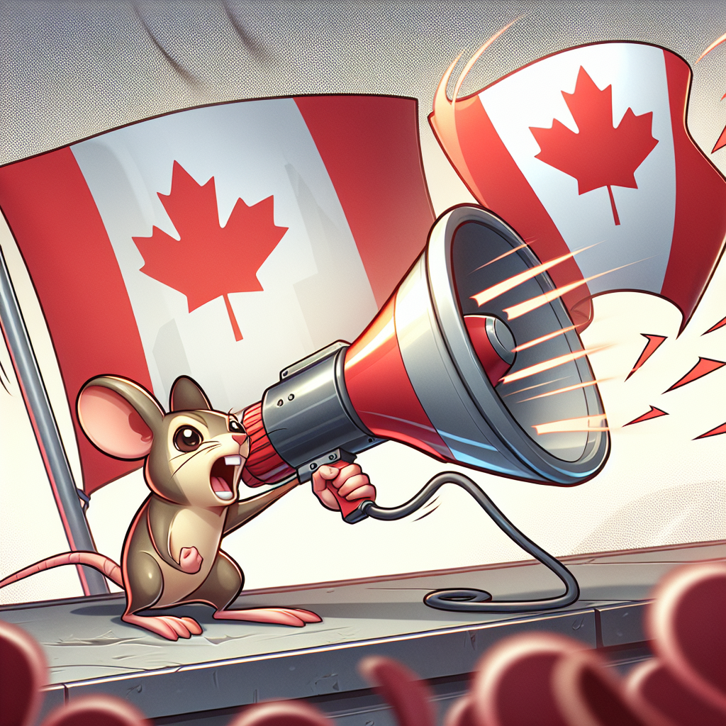 Mouse with Megaphone and Canadian Flag Blank Meme Template