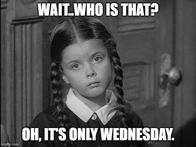 It's only Wednesday | WAIT..WHO IS THAT? OH, IT'S ONLY WEDNESDAY. | image tagged in only wednesday | made w/ Imgflip meme maker