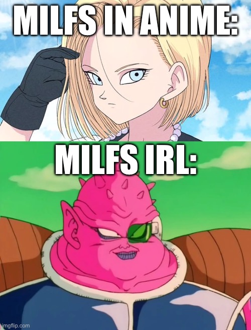 fr | MILFS IN ANIME:; MILFS IRL: | image tagged in meme,real,relatable | made w/ Imgflip meme maker