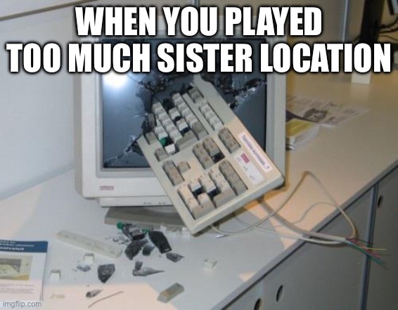 Fnaf Sister Location | WHEN YOU PLAYED TOO MUCH SISTER LOCATION | image tagged in fnaf rage,fnaf,fnaf sister location,horror,sister location,five nights at freddys | made w/ Imgflip meme maker