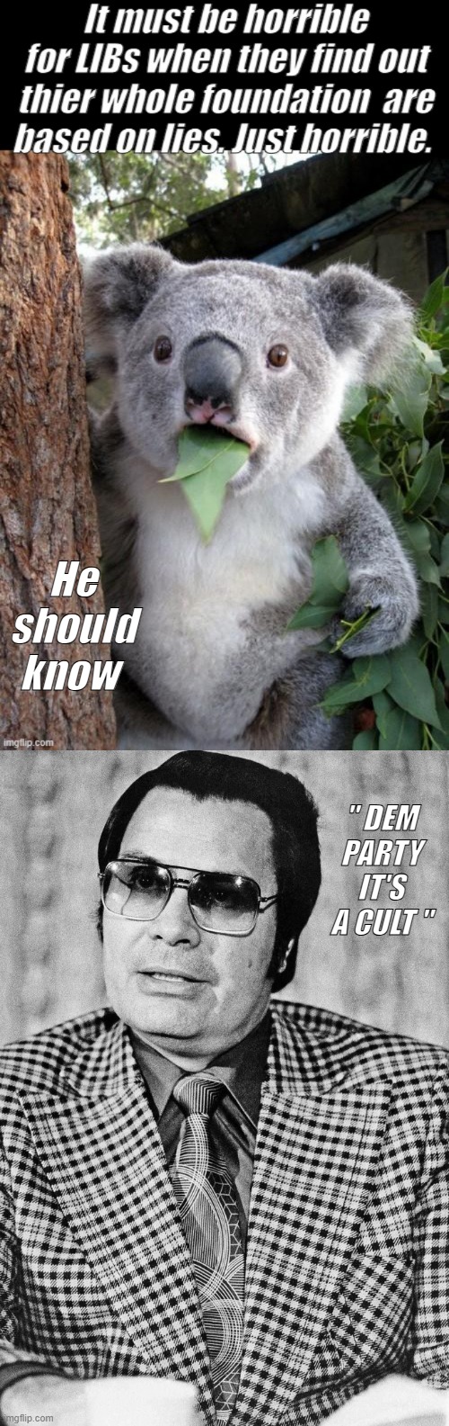 If you have a thinking mind, you are not going to succeed in the dem/rino uniparty. | He should know; " DEM PARTY IT'S A CULT " | made w/ Imgflip meme maker