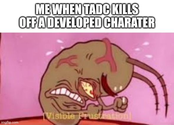 GAHHHHHHHHH!! | ME WHEN TADC KILLS OFF A DEVELOPED CHARATER | image tagged in visible frustration,annoying | made w/ Imgflip meme maker