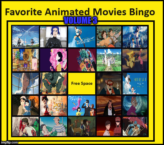 favorite animated movies bingo 3 | image tagged in favorite animated movies bingo 3,gotta be one of my favorite genders,cinema,studio ghibli,don bulth,japanese | made w/ Imgflip meme maker