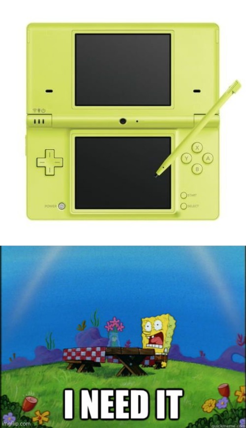 Spongebob yellow Nintendo DSi | image tagged in spongebob yellow nintendo dsi,spongebob i need it | made w/ Imgflip meme maker