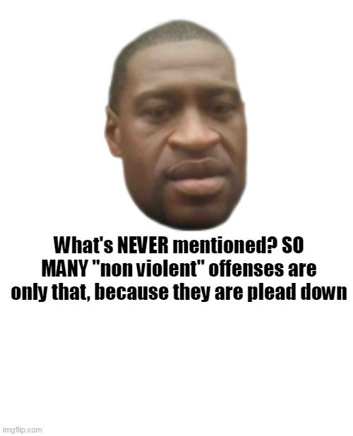 What's NEVER mentioned? SO MANY "non violent" offenses are only that, because they are plead down | made w/ Imgflip meme maker