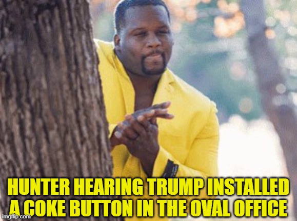 Not Hunters coke button | HUNTER HEARING TRUMP INSTALLED A COKE BUTTON IN THE OVAL OFFICE | image tagged in hunter biden,coke,diet coke,share a coke with,white house,trump | made w/ Imgflip meme maker