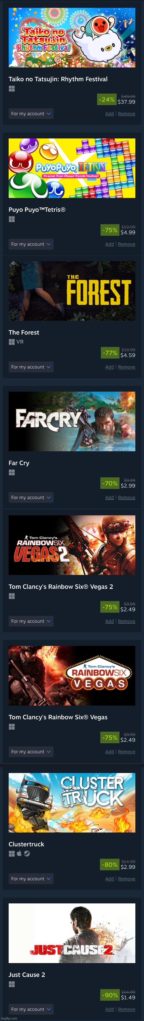 My Steam shopping cart.  Thoughts? | made w/ Imgflip meme maker