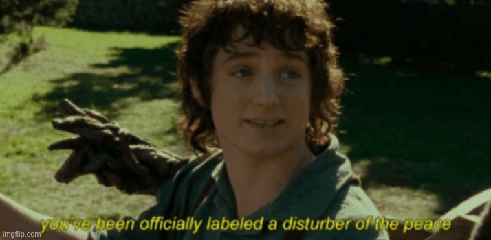 Disturber of the peace LOTR | image tagged in disturber of the peace lotr | made w/ Imgflip meme maker