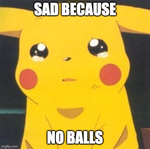 I'm sorry sad pikachu | SAD BECAUSE; NO BALLS | image tagged in i'm sorry sad pikachu | made w/ Imgflip meme maker