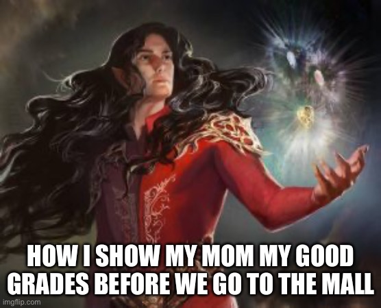 Good Grades | HOW I SHOW MY MOM MY GOOD GRADES BEFORE WE GO TO THE MALL | image tagged in feanor,grades,good,mall | made w/ Imgflip meme maker