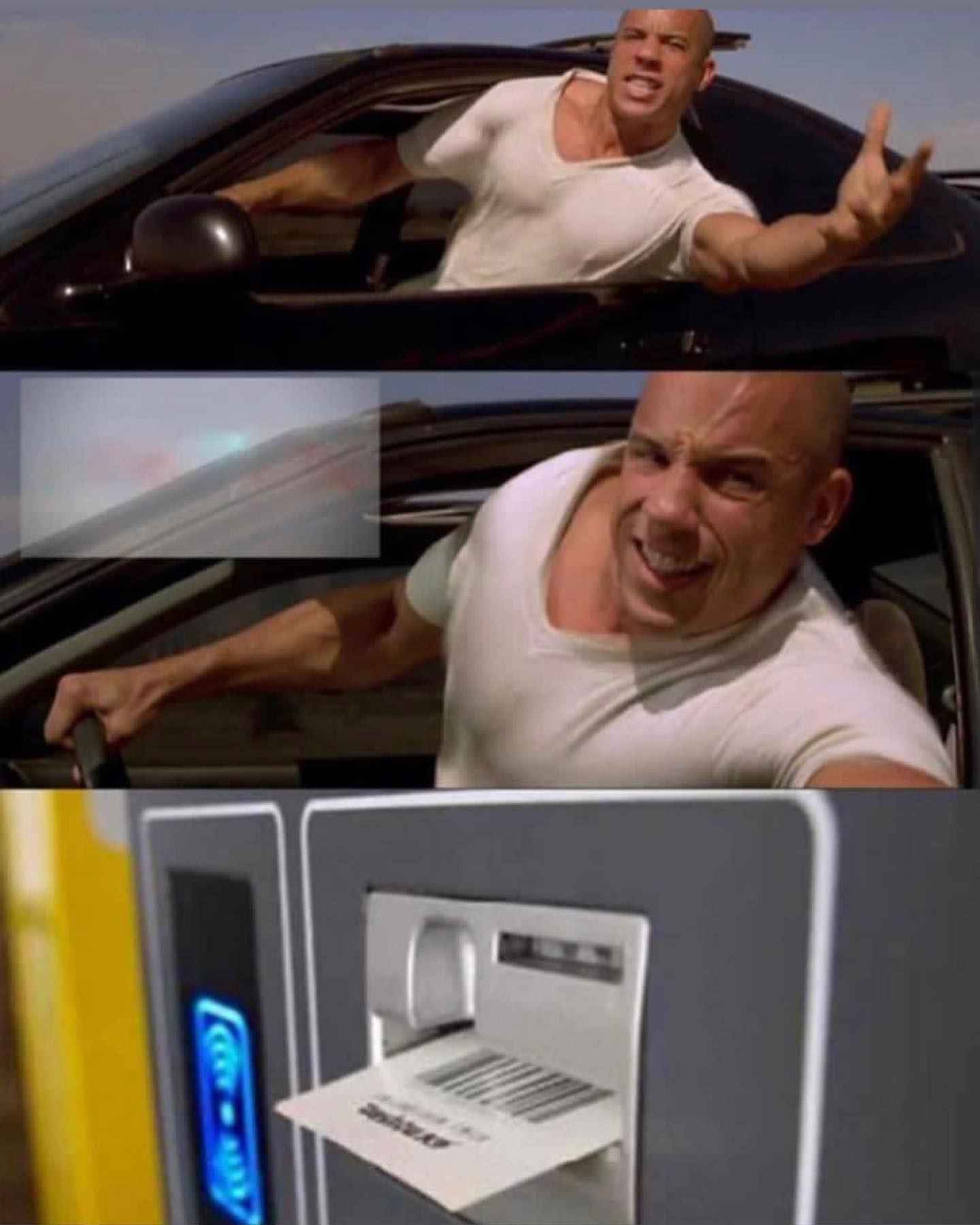 Vin Disel parking car Blank Meme Template