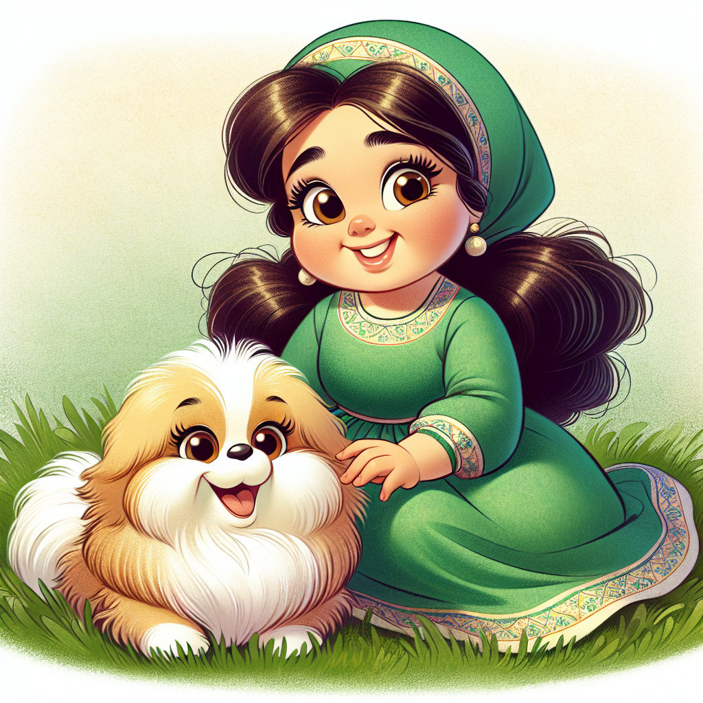 Cute girl sitting with dog Blank Meme Template