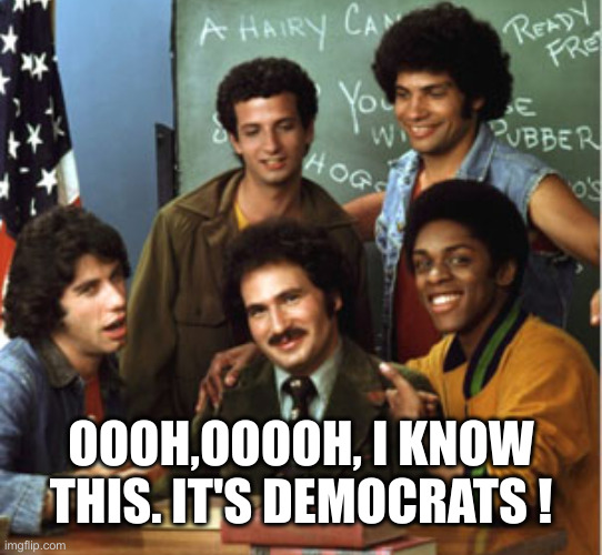 Who Would Do These Evil Things In Their Own Country ? | OOOH,OOOOH, I KNOW THIS. IT'S DEMOCRATS ! | image tagged in welcome back kotter,political meme,politics,funny memes,funny | made w/ Imgflip meme maker