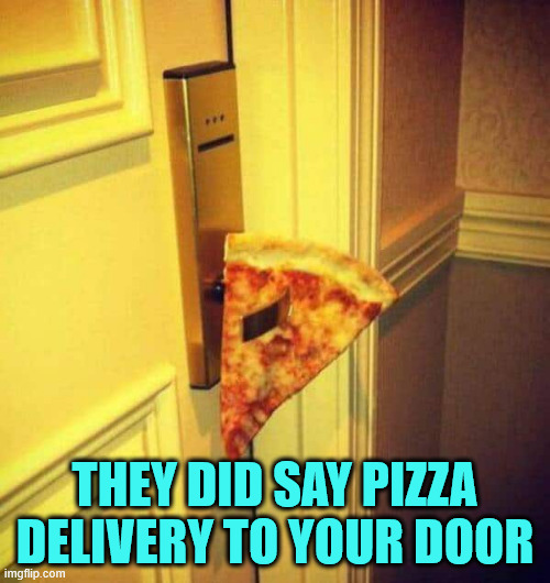 On the door pizza delivery | THEY DID SAY PIZZA DELIVERY TO YOUR DOOR | image tagged in memes,on the door,pizza delivery | made w/ Imgflip meme maker