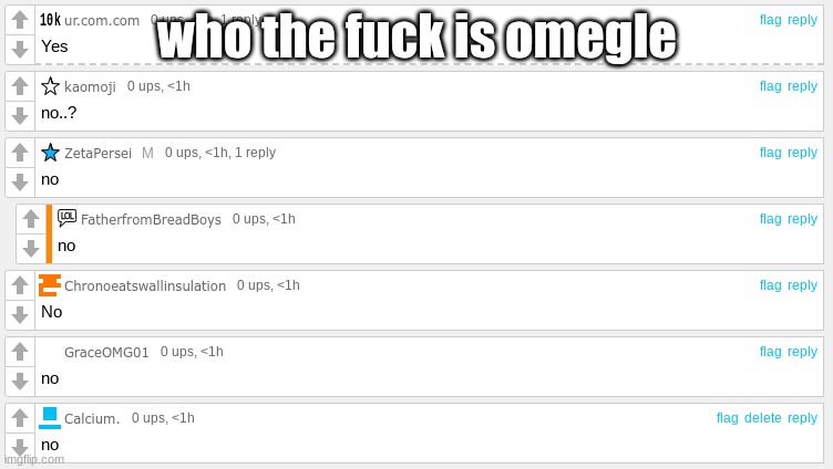 who | who the fuck is omegle | image tagged in yes no no no no no | made w/ Imgflip meme maker