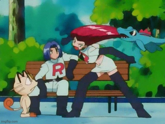 Totodile vs Jessie vs James and Meowth | image tagged in totodile vs jessie vs james and meowth | made w/ Imgflip meme maker