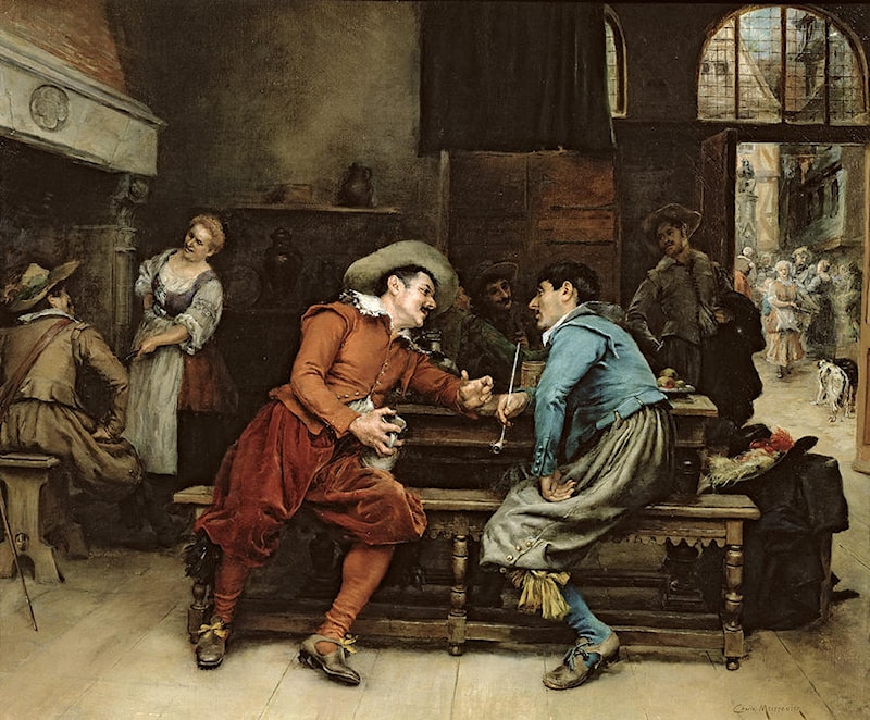 2 men talking in tavern Blank Meme Template