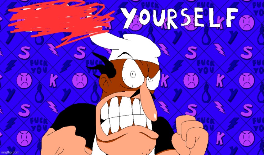 Who made this template actually | image tagged in peppino kys | made w/ Imgflip meme maker