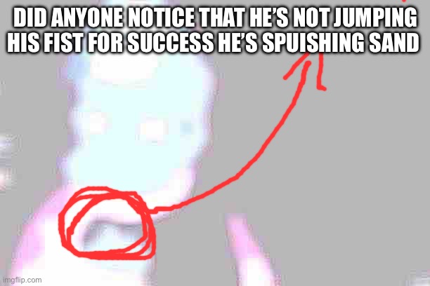 DID ANYONE NOTICE THAT HE’S NOT JUMPING HIS FIST FOR SUCCESS HE’S SPUISHING SAND | image tagged in memes,success kid original | made w/ Imgflip meme maker