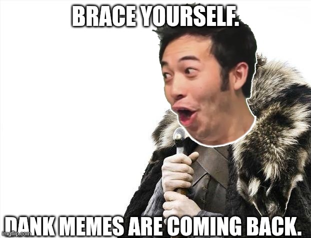 I wish this was true. | BRACE YOURSELF. DANK MEMES ARE COMING BACK. | image tagged in memes,brace yourselves x is coming,untrue | made w/ Imgflip meme maker