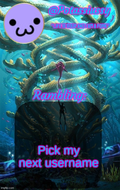In the comments | Pick my next username | image tagged in another shitty announcement template | made w/ Imgflip meme maker